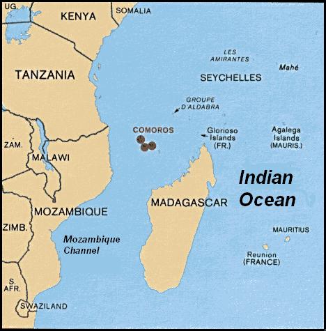 Comores carte inden ocean